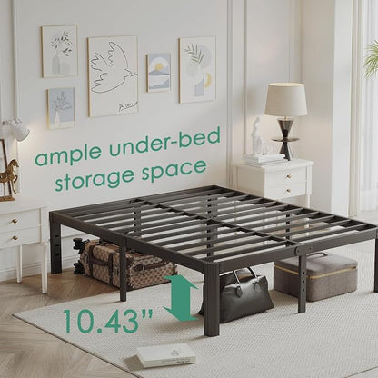 12 Inch High Full Size Bed Frame No Box Spring Needed, Platform Metal Bed Frame Full Size, Noise Free, Easy Assembly, Heavy Duty, Black