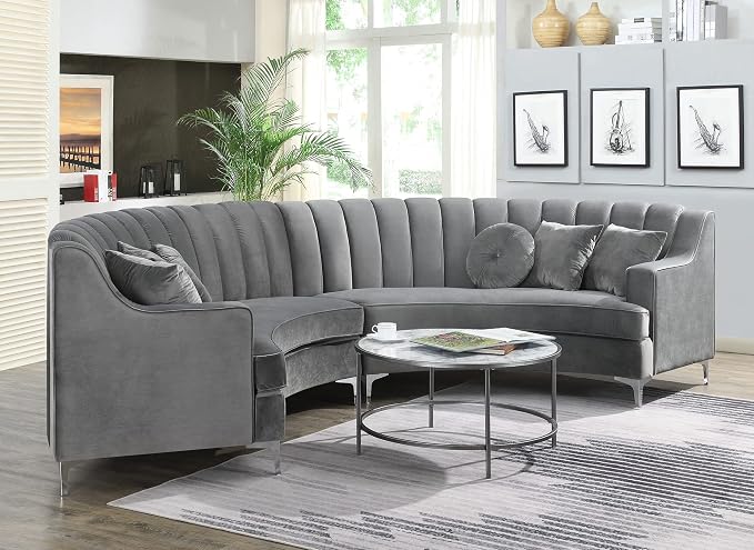 Legend Vansen Semicircle Modular Curved Velvet Sectional Sofa,141.34”Oversized Arc Sofa,Modern Cloud-Like Deep Seat Couch for Living Room Apartment Office Conference Space (2, Grey)