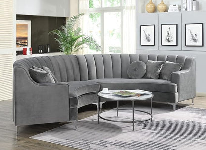Legend Vansen Semicircle Modular Curved Velvet Sectional Sofa,141.34”Oversized Arc Sofa,Modern Cloud-Like Deep Seat Couch for Living Room Apartment Office Conference Space (2, Grey)