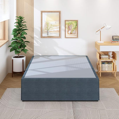 Lutown-Teen 18 Inch Full Size Bed Frame with Storage Bed Cover Skirt, Heavy Duty Metal Full Platform Bed Frame No Box Spring Needed, Easy Assembly, Noise Free, Black and Blue
