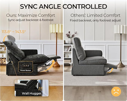 152.4" Power Recliner Sofa Wall Hugger, Modular Cloud Sectional Reclining Couch with Headrest, Storage Drawer Cup Holder, 3-Seater with 2 Consoles for Home Theater Living Room, Chenille, Black