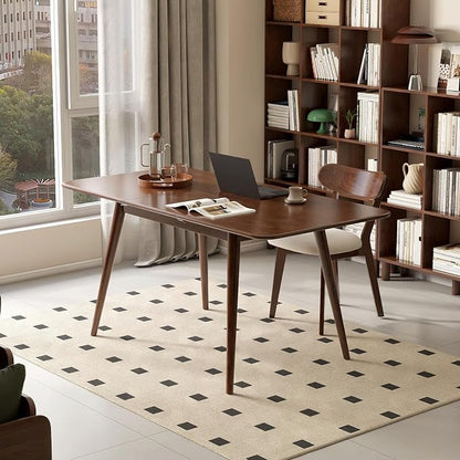 39’’-55’’ 100% Oak Extendable Dining Table and Chairs Set for 4, Solid Wood Folding Kitchen Table, Mid Century Modern Dinner Table for Kitchen, Apartment, Living Room (39''-55'' + 4 Chairs)