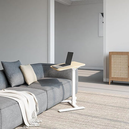 alawooder 25" Mobile Folding Desk: Pneumatic Sit-Stand, No Assembly | 29-42" Height Adjustable Rolling Laptop Desk, Hidden Wheels, 0-90° Tilt Top. Ideal for Home Office, Craft & Study.