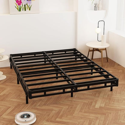 Maenizi Box Spring Full Size Bed 4 Inch Low Profile, Heavy Duty Metal Box Spring Bed Base with Fabric Cover, Mattress Foundation, Easy Assembly, Noise Free, Black