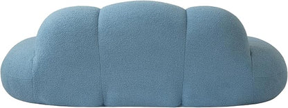 JACH 3 Seater Cloud Sofa for Living Room, Modern Sherpa Upholstered Couch, Minimalist Leisure Sofa, Comfy Cloud Couch for Apartment, Small Space, No Assembly Required (Blue)