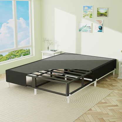 Superay Queen Box Spring, 10 inch Box Spring for Queen Bed, Heavy Duty Metal Bed Frame with Fabric Cover, 3000lbs Max Weight Capacity Bed Base Mattress Foundation, Easy Assembly, Noise Free, Black