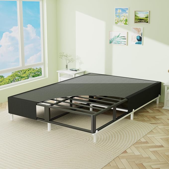 Superay Full Box Spring, 5 inch Box Spring for Full Bed, Heavy Duty Metal Bed Frame with Fabric Cover, 3000lbs Max Weight Capacity Bed Base Mattress Foundation, Easy Assembly, Noise Free, Black