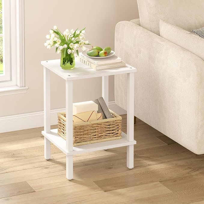 TUTOTAK End Table, Set of 2, Side Table, Nightstand, 2-Tier Storage Shelf, Sofa Table for Small Space, Living Room, Bed Room TB01BW035