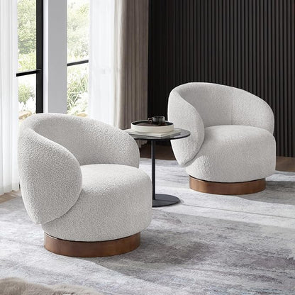KISLOT Swivel Accent Chair Round Barrel Armchair Upholstered Performance Fabric for Living Room Bedroom Waitingroom,2 Box,Light Grey