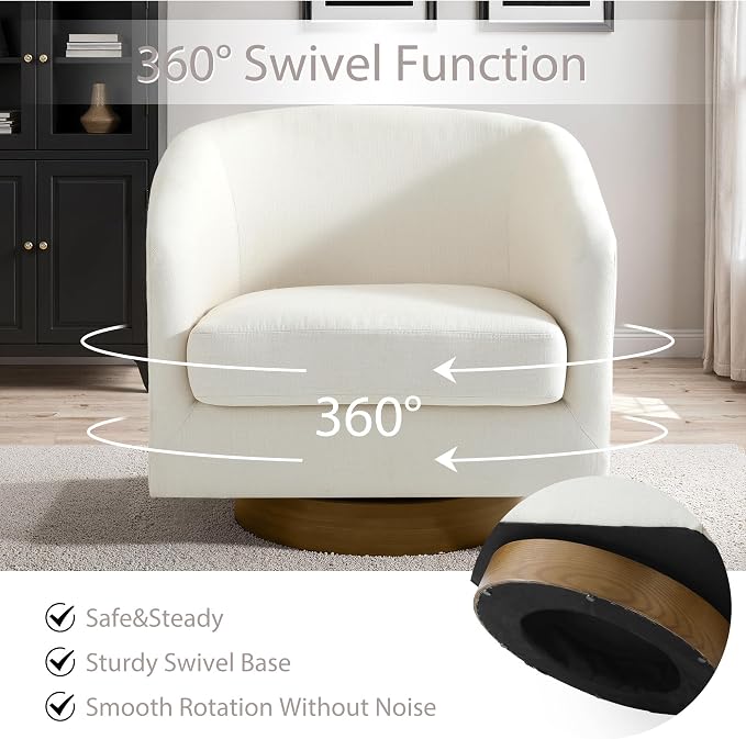 Swivel Barrel Accent Chairs Set of 2, Velvet Upholstered Armchair Modern Round Club Arm Chair for Living Room, Comfy Single Sofa Seating Bedroom Side Reading Seat for Home Office - Black