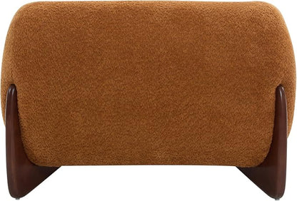 Christopher Knight Home Holly Modern Boucle Fabric Upholstered Club Chair for Living Room, Home Office, Apartment, Relaxing Chair with Removable Cushion and Birch Wood Legs, Caramel Brown + Walnut