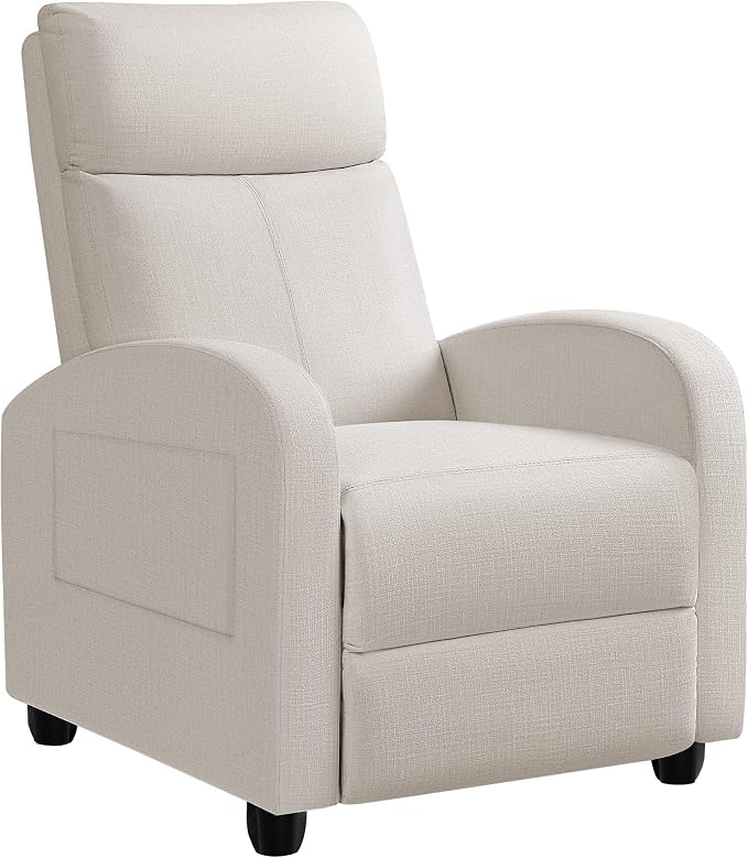JUMMICO Recliner Chair Adjustable Home Theater Single Recliner Sofa Furniture with Thick Seat Cushion and Backrest Modern Living Room Recliners (Fabric, Beige)