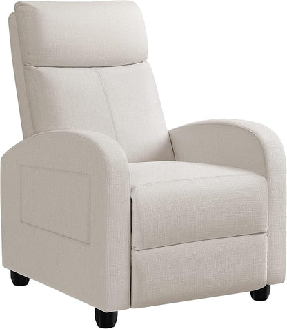 JUMMICO Recliner Chair Adjustable Home Theater Single Recliner Sofa Furniture with Thick Seat Cushion and Backrest Modern Living Room Recliners (Fabric, Beige)