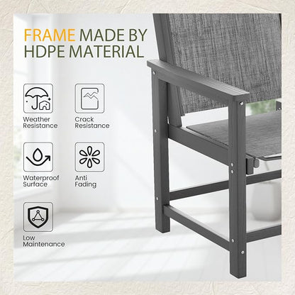 UDPATIO HDPE Patio Dining Set, Heavy Duty Extra-Wide Outdoor Chairs with 360 lb Load Capacity, Easy to Assembly, All-Weather Seating for Patio, Pool, Garden, Backyard