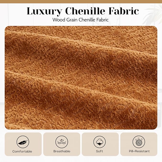 65" Curved Loveseat,Deep Seat Cloud Floor Couch with 3 Backrest,Cozy Chenille Fabric,Small Loveseat for Small Spaces,Bedroom,Office,Apartment (Orange, 65 Inch)