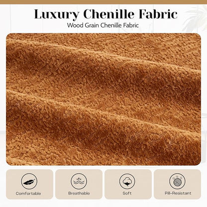 65" Curved Loveseat for Small Spaces,Boneless Loveseat Sofa,Wood Grain Chenille Fabric, No Installation Requirement, Curved Sofa Couch for Apartment,Living Room,Office (Orange, 65")