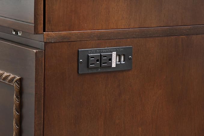 Mega Solutions Venetian Murphy Cabinet Bed with Deepest Storage Drawer On The Market and USB Charging Station 6 inch (Heritage Walnut, Queen)