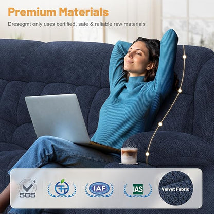 Dresegmt Loveseat Recliner Sofa, Flip Middle Backrest Design 3 Seat Reclining Sofa with Storage Drawer, USB Ports & Cup Holders, Manual Couch for Living Room/RV (Blue)