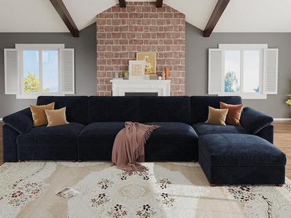 EASE MOOSE Oversized Sectional Modular Sofa,Large L Sectional Couch Wide Deep Seat Modular Cloud Couch,Blue