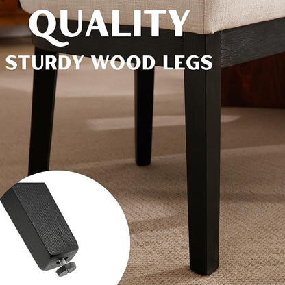 RIVOVA Upholstered Dining Chairs Set of 4, Modern Wooden Dining Room Chair Linen Fabric Kitchen Chairs Farmhouse Dinner Chair with Black Hardwood Frame, Beige