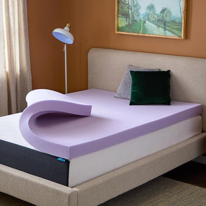 Lucid® 4" Lavender Memory Foam Mattress Topper – CertiPUR-US®, Queen