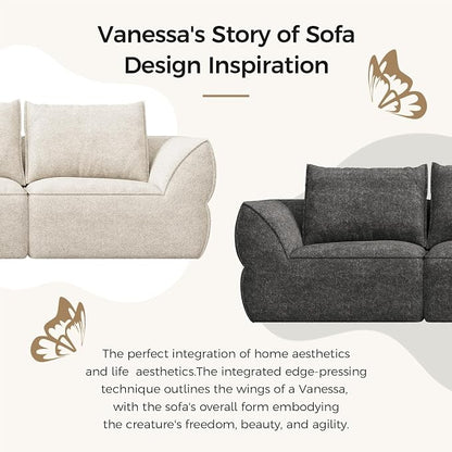 104" Modular Sectional Sofa with Deep Seat, Comfortable Upholstery L Shaped Cloud Couch for Living Room, 3-Seater Boneless Sofa with Movable Ottomans, Removable Cover, No Assembly Required, Orange