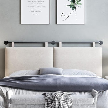 Headboard for King Size Bed, Wall Mounted Headboard with Fine Linen Upholstery and Button Tufting, Adjustable Heigh Head Board for Bedroom (Beige, King)