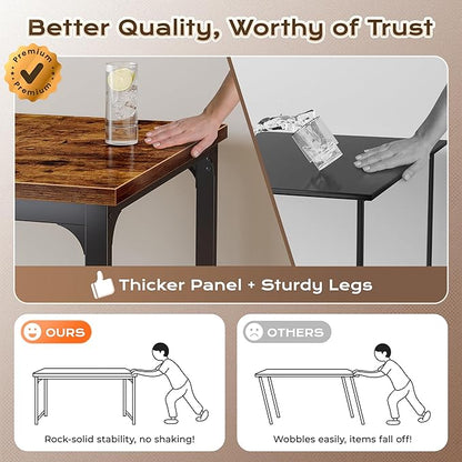 Huuger 71 x 31.5 Inch Desk with Power Outlets & USB-C, 0.95 Inch Thicker Desktop, Robust Metal Tubes, Deep Computer Desk, Heavy Duty Office Desk, Work Desk for Home Office, Rustic Brown
