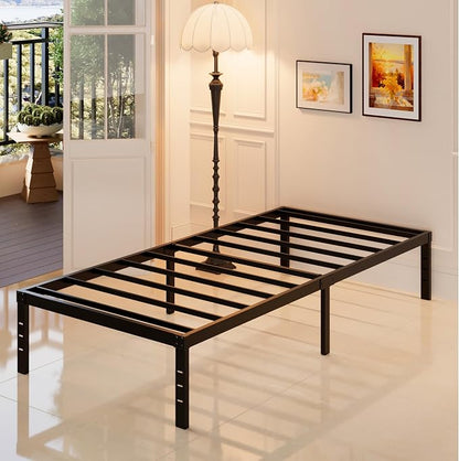 Maenizi Heavy Duty Narrow Twin Bed Frame No Box Spring Needed, 14 Inch Metal Platform Narrow Twin Bed Easy Assembly, Noise Free, 30x75 Inch, Black