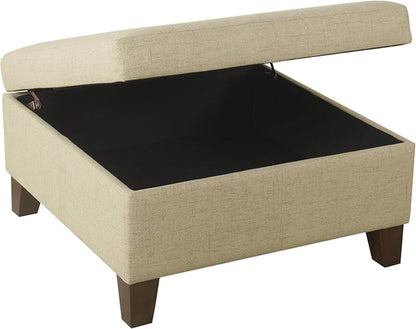 HomePop 28" Woven Square Storage Ottoman - Linen Tan