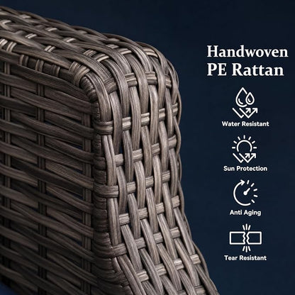 Patio Wicker Chairs with Set of 2 & Sofa | High Back All Weather PE Wicker Outdoor Chairs with Water-Resistant Cushions for Garden, Deck, Porch, Backyard, Balcony