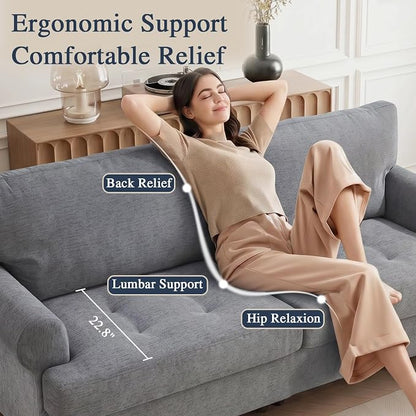 81” Sofa Couch with Storage, Mid Century Modern Decor Loveseat Couches for Living Room, Button Tufted Upholstered Small Couch for Bedroom, Apartment (Gray)