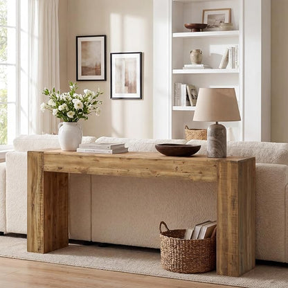 77" Reclaimed Solid Wood Console Table for Entryway, Extra Long Rectangular Sofa Table Behind Couch, Modern Farmhouse Hallway Entry Table for Living Room, Hallway, Foyer, 20 Mins Easy Assembly