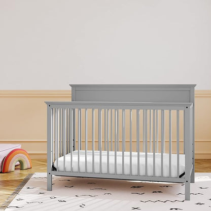 Storkcraft Carmel 5-in-1 Convertible Crib - GREENGUARD Gold Certified, Converts to Toddler Bed & Full-Size Bed, Fits Standard Full-Size Crib Mattress, 4 Adjustable Mattress Heights (Pebble Gray)