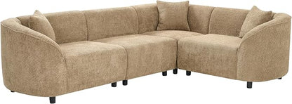 Merax 104" L-Shaped Curved Sofa, Comfy Upholstered Sectional Couch with Extra Deep Seats, Boucle Sofa for Living Room Apartment Office, Camel