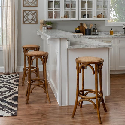 Linon Home Décor Tampa Walnut Backless Bar Stool,