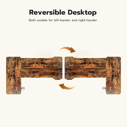 Acrolix L Shaped Electric Standing Desk - 51x31.5 Inch Reversible Corner Sit Stand Desk with Hook&Cup Holder,Electric Height Adjustable Table,for Small Home Office&Bedroom Computer Desk, Rustic Brown