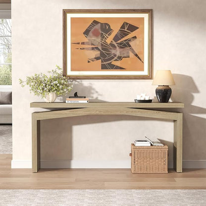 Epecoya Rustic Wood Console Table Entryway 63-Inch, Farmhouse Entrance Tables Narrow Long Wooden, Modern Console Tables for Entryway, Living Room, Light Tan Wood