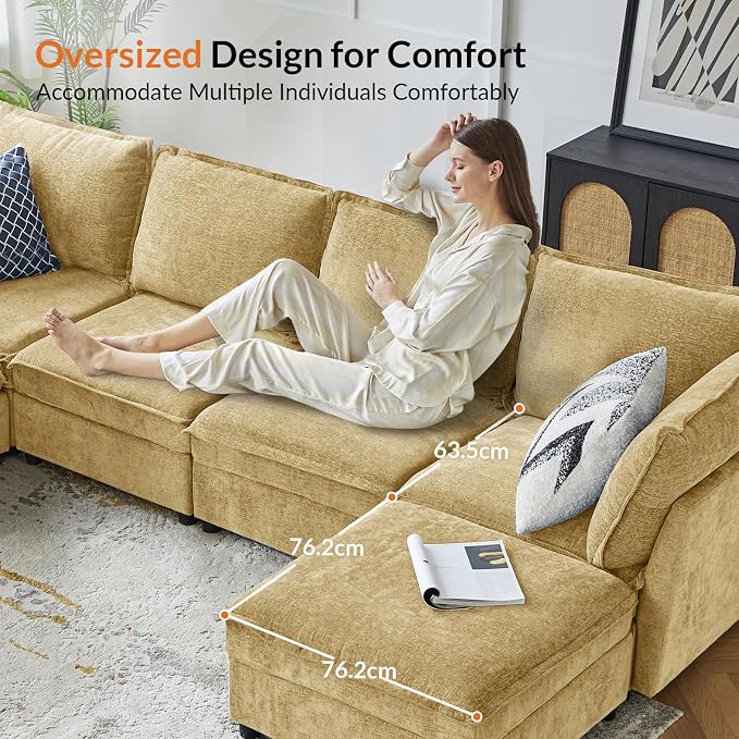 HULALA HOME 67'' Modern Chenille Loveseat Sofa, 2 Seater Couch with Storage, Comfy Deep Seat, Small Loveseat Couches for Living Room Furniture with Pillows, Easy to Install, Cream