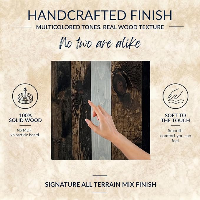 Barn Walls Queen Headboard - All Terrain Mix Multi-Tonal Solid Wood Panels | Wall Mount, Adjustable Height, Made in America