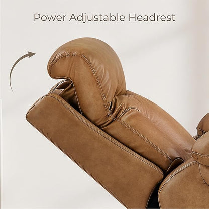 KISLOT Power Recliner Chair Set of 2, Wall Hugger Recliner with Adjustable Headrest and Footrest Dual Motor Electric Faux Leather Reclining Sofa with USB/Type-C Charging for RV Living Room Bedroom
