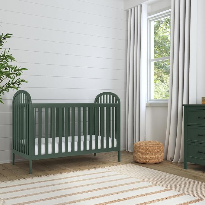 Davinci Beau 3-in-1 Convertible Baby Crib, Forest Green | GREENGUARD Certified, Converts to Toddler Bed & Daybed, 4 Adjustable Mattress Heights, Toddler Conversion Kit Sold Separately