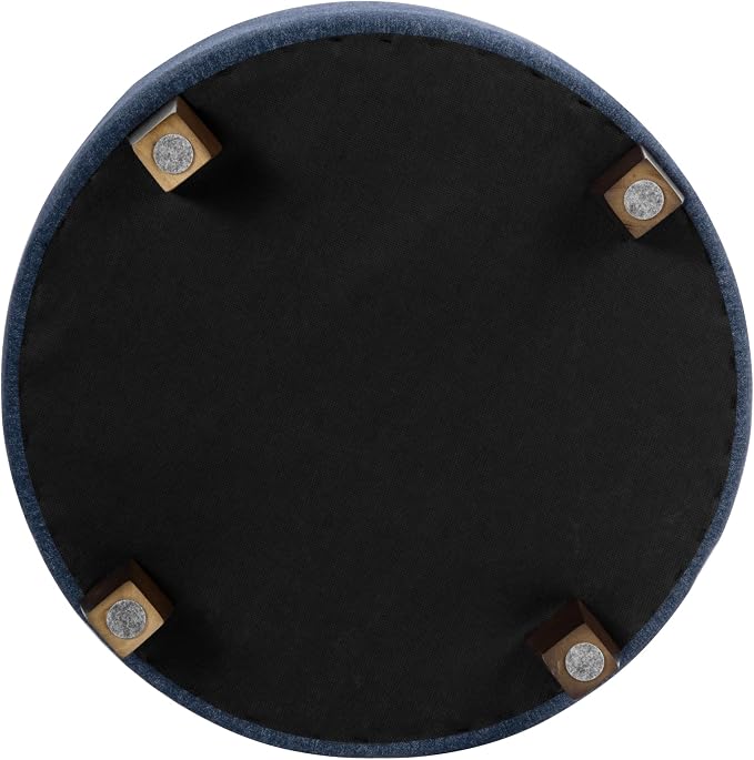 HomePop 24" Large Round Storage Ottoman - Blue Woven Fabric