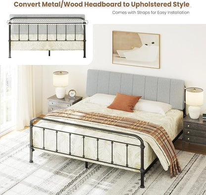 King Size Headboard Only-No Assembly, Upholstered Headboard King Size Linen Fabric Modern Style Headboards Extra-Thick, Light Gray
