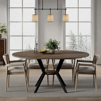 42"-58" Extendable Round Dining Table for 4-6, Kitchen Oval Table with Hidden Leaves & Storage Shelf, Space Saving Modern Design with Sturdy Metal Legs for Kitchen, Dining Room & Small Apartments