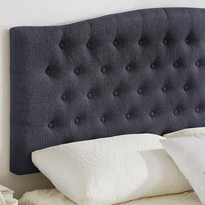 24KF Upholstered Tufted Button Wall Mounted Linen Headboard,Comfortable Fashional Headboard Queen/Full Size,6055-Q-Dark Gray