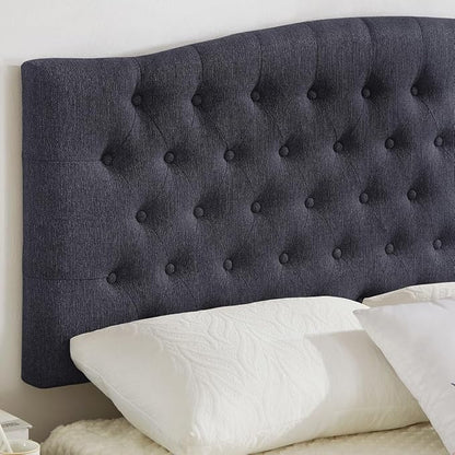 24KF Upholstered Tufted Button Wall Mounted Linen Headboard,Comfortable Fashional Headboard Queen/Full Size,6055-Q-Dark Gray