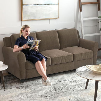 Bonzy Home 80.7" Brown Couches for Living Room, 3 Seater Modern Comfy Sofa with Thick Cushion for Home Apartment Office
