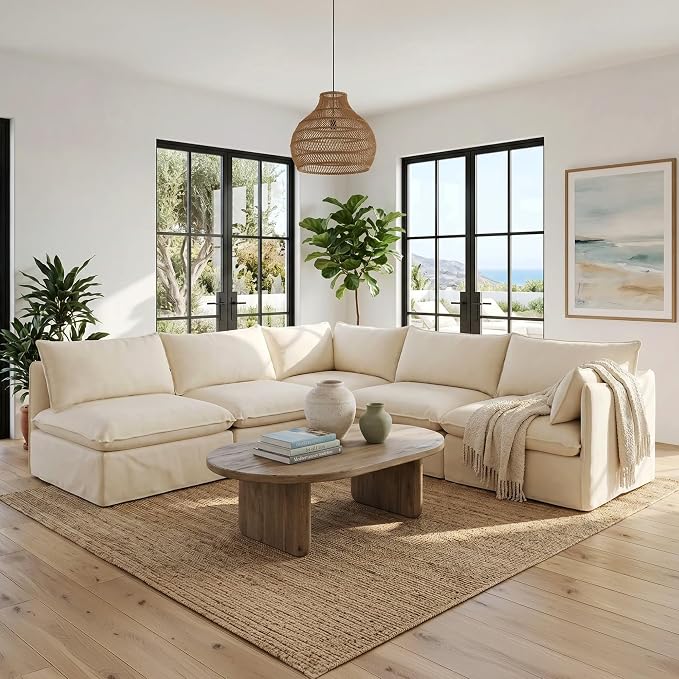 Cloud Modular Corner Sectional, Oversized Deep Seat Comfort, Luxe Chenille | Fully Removable Washable Covers, Memory Foam Seat Cushions, Premium Fabric