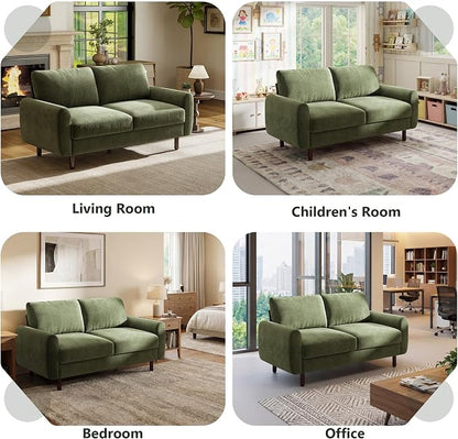 WorthFurni 68" Loveseat Sofa, Comfy Chenille Fabric Couches for Living Room with Spring Cushion and Solid Wood Frame, Modern Deep Seat Couch for Bedroom, Apartment, Office, Easy Assembly,Green